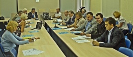 Ukrainos žurnalistai ir visuomenės veikėjai per telekonferenciją „Vilnius- Kijevas“. Nuotrauka iš Skype